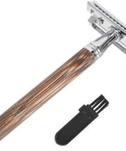 Healeved Maquinilla de Afeitar Vintage Mango de Bambú, Doble Cara y Manual, Segura para Barba, Adecuado para Viaje y Peluquería