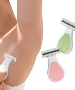 EKIND Paquete de 2 mini maquinillas de afeitar manual de tres cuchillas, recortadora de pelo corporal, portátil, herramienta de afeitado segura para mujeres y niñas