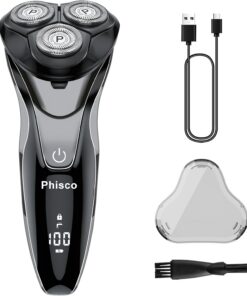 Maquinilla de afeitar eléctrica para hombres con recortadora emergente, recargable IPX7 impermeable, afeitadora de carga rápida para hombres, 120 minutos de tiempo de funcionamiento, suave para la