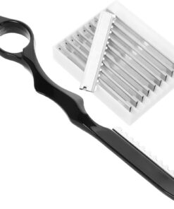Maquinilla de Afeitar y Soporte Ligero para Cabello Profesional con 10 Cuchillas Reemplazables de Acero Negro para Peluquería y Barbería