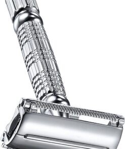 Healeved Maquinilla de Afeitar de Seguridad de Doble Filo, Aleación Plata, Agarre Ligero y Limpieza Fácil para Barberías y Viaje