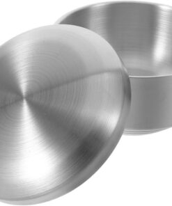 STOBAZA Cuenco de Afeitado de Acero Inoxidable con Tapa para Hombres, Doble Capa para Conservación de Calor, Reutilizable y Elegante para Estación de Afeitado o Baño