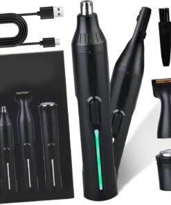 Removedor eléctrico portátil de vello de la nariz con 4 accesorios, para cejas, barba, afeitadora de pelo para cara completa, set de aseo profesional