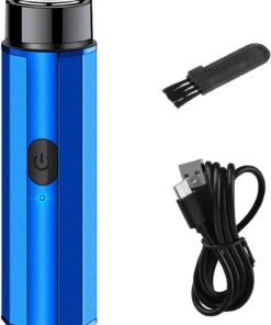 Afeitadora eléctrica portátil – Pequeña maquinilla de afeitar eléctrica de | 5 pulgadas para hombre, afeitadora eléctrica de viaje, recargable por USB, con cepillo de limpieza, recortadora de bolsillo