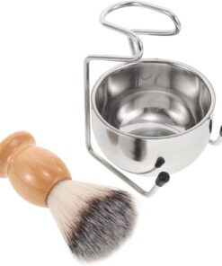 ULTECHNOVO Soporte Multifuncional Experiencia de Afeitado Lujosa y Elegante Cuenco de Acero Inoxidable Juego de Afeitado para Hombre Brocha de Nylon