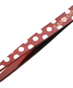 Pinzas para depilación de cejas, punta inclinada, color rojo con cubierta de punta de seguridad