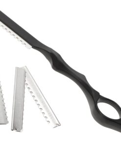 STOBAZA Maquinilla de Afeitar Manual Diseño Negro para Cortar el Pelo con 10 Cuchillas, Aleación de Zinc y Acero Inoxidable para Uso Cómodo en Peluquería Profesional