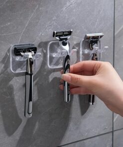 2026 - Soporte para afeitadora de ducha, (2 piezas) gancho adhesivo para afeitadora, adecuado para pared, extraíble y reutilizable, accesorio de toalla para baño