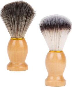 2 Brochas de Afeitar Multiusos y Compactas Cerdas de Nylon y Mango de Madera y Limpieza de Cuello Profesionales para Hombre para Afeitado Manual