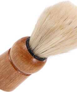 Happyyami Brocha de Afeitar para Afeitado Cómodo con Mango de Madera para Hombre Retro y Cerdas Naturales, Compacta y Cuidado de Vello Facial en Grooming y Viajes