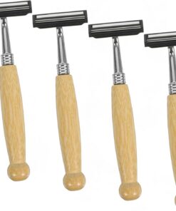 GANAZONO Maquinilla de Afeitar con Mango de Bambú para Hombre, 4 Piezas con Cuchillas de Acero Inoxidable, Afeitadora Manual Clásica un Afeitado Cómodo y Preciso