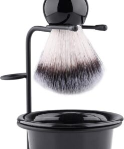 Juego de cepillo de afeitar y cuenco para hombre, cepillo de afeitar sintético 3 en 1 con soporte de afeitar de aleación y jabón de afeitar, kit de brochas de afeitar para hombres, marido