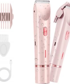 Recortadora de bikini 2 en 1 para mujeres y maquinillas de afeitar eléctricas para mujeres, diseño de doble cabeza para zonas íntimas, cara, axilas y piernas, afeitadora recargable impermeable IPX7
