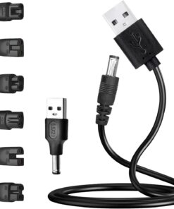 STOBAZA Cable de Carga USB para Afeitadoras Eléctricas y Peluqueros Recargables, Adaptador USB con 8 Puntas, Cable Resistente de Pvc para Dispositivos de Cuidado Personal y Bucal,