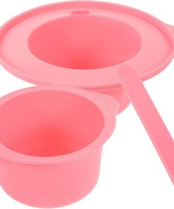 Ciieeo Recipiente de Silicona Rosa 400 Ml para Derretir Cera Resistente al Calor con Varilla para Mezclar Mascarillas Diy, Accesorio Práctico para Depilación y Suministros Reutilizable
