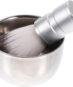Tazón para Afeitar de Aleación de Aluminio con Brocha de Pelo de Nailon para Aumentar la Espuma y Suavizar el Vello Facial en Afeitado Tradicional Color Aleatorio