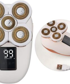 Afeitadora Eléctrica Recargable 600 Mah Pantalla Lcd | Blanco, Plástico y Metal, Resistente al Agua, LED Digital, Uso Práctico para Corte y Rasurado