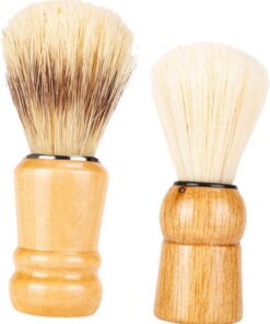 Healeved Brocha de Afeitar para Hombre Mango de Madera, Cerdas de Nylon para Cuidado y Peinado de Barba, 2 Piezas Adecuado para Uso en Salón y Viaje