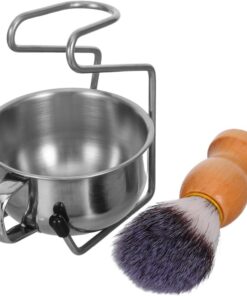 OUNONA Juego de Cuidado de Vello Facial para Hombre con Cepillo de Madera y Soporte de Afeitar Elegante