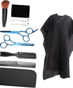 Juego de Tijeras para Cortar el Cabello 10 Piezas Tamaño Mediano Acero Inoxidable Azul para Peluquería Profesional y Uso Doméstico Kit de Herramientas de Peluquería