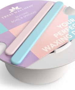 Tress Wellness Calentador de cera, forro de silicona, fácil de limpiar, con 2 espátulas de silicona compatibles con kit de depilación eléctrica de 16 onzas