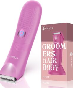 VIKICON Afeitadoras de mujer para mujer, recortadora de bikini para vello púbico, maquinilla de afeitar eléctrica para cuerpo, piernas, axilas con luz LED, hoja de cerámica sin dolor, IPX7 impermeable