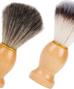 Healeved Brocha de Afeitar Hombre 2piezas Cerdas de Nylon para Espuma, Mango de Madera, Fácil de Limpiar para Uso en Barbería y Cuidado Personal