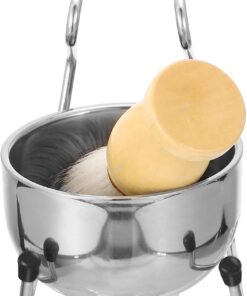 Kit Portátil para Afeitado Manual Soporte Plástico para Brochas, Cuenco y Rejilla, Adecuado para Cuidado de Barba en Hombres