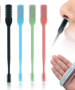 5uds Cortador de Vello Nasal 2 en 1, Recortador de Vello Nasal de Doble Cara Limpiador de Vello Nasal Giratorio de 360° Manual para Depilación de Fosas Nasales con Caja para Hombres Mujeres