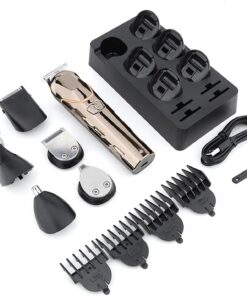 Afeitadora eléctrica recargable, impermeable, textura de acero inoxidable para hombres, uso húmedo y seco, juego de aseo con podadora de nariz