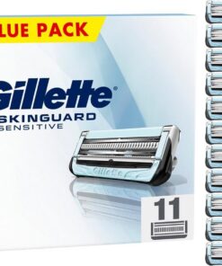 Gillette SkinGuard Sensitive - Cuchillas de afeitar para hombre, 11 cuchillas de repuesto originales para maquinilla de afeitar húmeda para hombre, tiras deslizantes mejoradas, aptas para mangos