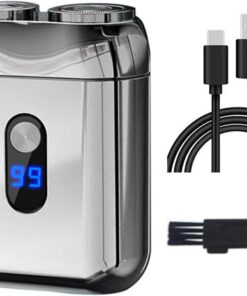 Afeitadora eléctrica eficiente de dos cabezales con carga para hombres, resistente al agua, dispositivo de afeitado portátil, lavable de cuerpo completo