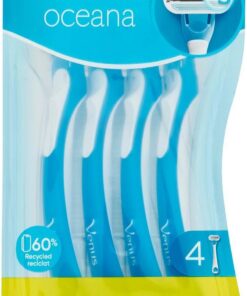 Gillette Venus Oceana Maquinillas de Afeitar Desechables Mujer, Pack de 4 | Cabezal Pivotante con Banda Lubricante Y 3 Hojas, Depilación Suave Apurada