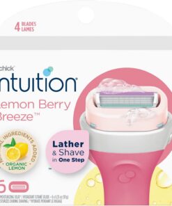 Schick Intuition - Recambio de maquinillas de afeitar de limón y bayas para mujer, recambio de cuchillas de afeitar Intuition con limón orgánico, 6 repuestos de maquinilla de afeitar