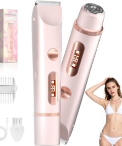 Recortadora de bikini de doble cabeza para mujer, maquinilla de afeitar eléctrica 2 en 1, IP67 impermeable, recortadora de vello púbico húmedo y seco, afeitadora facial y corporal con pantalla