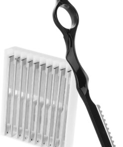 Maquinilla de Afeitar Manual para Cabello 11 Piezas Negro con 10 Cuchillas de Repuesto Herramienta Profesional para Corte y Texturizado en Peluquería y Barbería