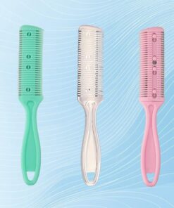 Juego de 3 cuchillas profesionales de doble cara y cortadora de pelo de doble cara para peinados ajustados (rosa, azul, blanco)