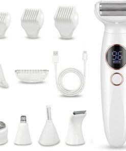Carehabi Afeitadora Eléctrica Mujer 5 en 1 & Depiladora Zona Íntima - Rasuradora Femenina Impermeable IPX7 para Bikini (Ingles), Cara, Cejas y Cuerpo - Máquina de Afeitar Inalámbrica con Carga USB