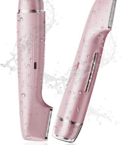 Recortadora de bikini para mujer, IPX7, impermeable, 2 en 1, recortadora de vello corporal y facial, maquinilla de afeitar eléctrica para cara, piernas, axilas, afeitadora portátil