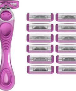 Shave Mob 3 - Kit de afeitar para mujer (mango de cabeza flexible + 12 recargas) - El práctico kit de afeitado