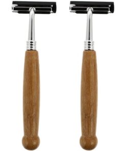 Toyvian Maquinillas de Afeitar Paquete de 4 Piezas de Seguridad Mango de Bambú y Acero Inoxidable Diseño Ligero y Cómodo para Hombre para Uso en Casa y Salones de Belleza
