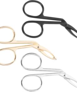 STOBAZA Pinzas para Cejas de Acero Inoxidable 3 Piezas Punta Oblicua Colores Dorado Negro y Acero Recortador de Vello Facial Herramienta de Depilación para Mujer Uso Facial y Cejas