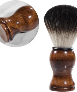 Cepillo Portátil para Afeitar, Madera y Nylon, Marrón | Mango Cómodo, para Hombres, Cerdas de Nylon, Cepillo para Limpiar y Peinar el Vello Facial