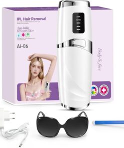 Depiladora Luz Pulsada, Depiladora Laser sin Dolor, 3 Niveles de Energía, 999,999 Flashes Laser Depilacion, Luz Pulsada Depilacion para Mujer y Hombre, Bikini, Axilas, Cara, Cuerpo-Blanco