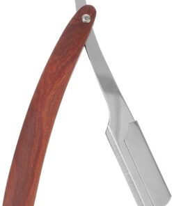 Healeved De Afeitar Manual Con Mango De Madera Recta De Inoxidable Para Barba Plegable y Segura Herramienta Ligera Para Uso Profesional y Sacarle Partido Barberías o Hogar