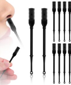 12 Piezas 2 en 1 Cortador Pelos Nariz, Giratorio 360° Recortadora de Vello Nasal para Hombres Mujeres Manual Herramienta de Depilación de Fosas Nasales con Recogedor de Orejas (Negro)