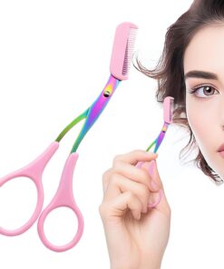 Recortador de cejas para damas,Recortador de cejas - Recortador de cejas ergonómico prueba de herrumbre de acero inoxidable - Herramientas cosméticas portátiles recortadora de cejas con peine para c
