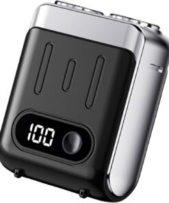 Pequeña afeitadora eléctrica para hombres, operaciones silenciosas con indicadores digitales, herramienta de afeitado recargable para hombre y novio