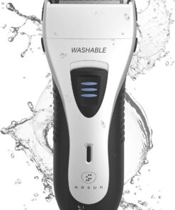 YASUN Afeitadora de aluminio para hombres, maquinilla de afeitar eléctrica para hombres, afeitadora eléctrica impermeable IPX7 para hombres con recortadora de barba emergente, maquinilla de afeitar