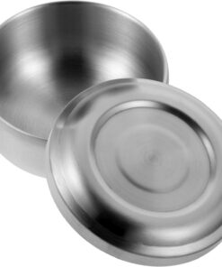 Ciieeo Cuenco de Acero Inoxidable para Afeitado con Tapa, Ligero y Seguro, Tazón Práctico para Crema y Jabón de Afeitar en Casa o Barbería, Color Plata